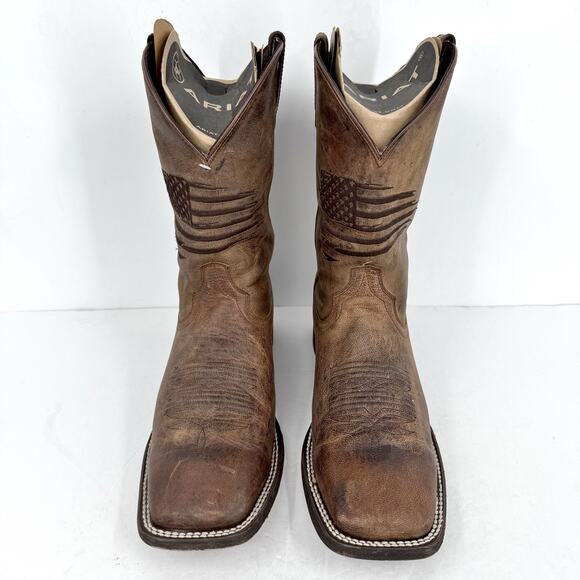 Ariat Mens Circuit Patriot Leather Boots US 11 M EU 44.5 Brown Leather GUC - Picture 6 of 12